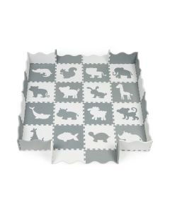 ECO TOYS Podne puzzle sa ogradom 151x151cm Grey&White animals, 36 delova - ECOEVA001