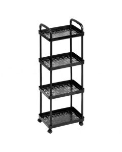 VILDE Polica na 4 nivoa sa točkićima 30x21x86cm, crna