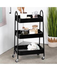 VILDE Metalna polica na 3 nivoa sa točkićima 44×31.5×78.5cm, crna