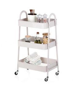 VILDE Metalna polica sa 3 nivoa sa točkićima 44×31.5×78.5cm, bež