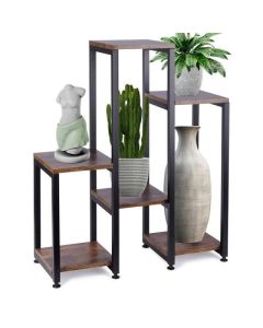 VILDE Metalni stalak za cveće - 6 polica, crna/braon