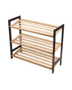 BOLZZ Polica za obucu 3 nivoa bamboo crna