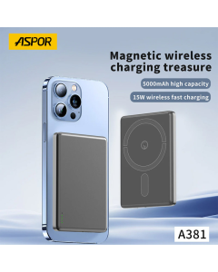 Power Bank Aspor Mag Charger A381 5000 mAh sivi - 615787