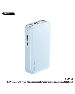 REMAX Power bank prenosiva baterija FCP-25 Fast Charging 22.5W (teleskopski kabl) Type-C 10000mAh plavi - 222622