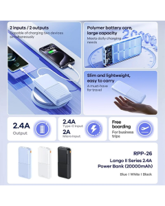 Power Bank Remax Lango II Series RPP-26 2.4A 20000 mah crna - 616801