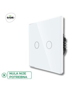 Wise Wise prekidač na dodir - 2 tastera, stakleni panel beli SWP011 - PMK000040A00000