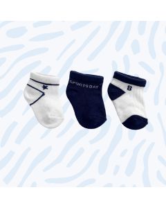 ERBEO Čarapice Za Dečake i Bebe – belo i teget boje, set 3 komada