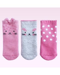 ERBEO Čarapice Za Devojčice i Bebe – roze i siva boje, set 3 komada