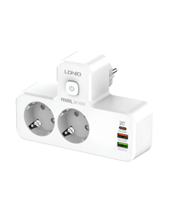 Produzni kabl LDNIO SE2337 2500W (lopov) EU 2 uticnice + 2xUSB QC3.0 18W, PD 20W beli - 219675