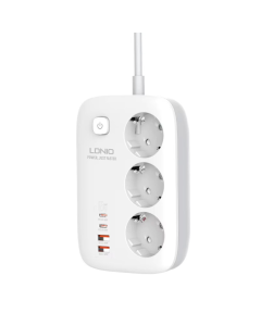 Produzni kabl LDNIO SE3436 3250W EU 3 uticnice + 2xUSB QC 60W, 2xPD 65W, PPS, GaN 2m beli - 219676