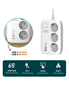 Produzni kabl LDNIO SE3436 EU 3 uticnice + 2xUSB QC 2xPD GaN 2m