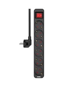 Produžni kabl sa prenaponskom zaštitom/ prekidač/indikator 6 utičnice 3m Max MPS-306SOPB-3M Crni - 217363