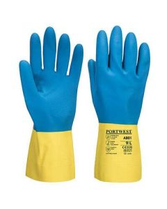 PORTWEST Rukavice A801 Double latex, žuta/plava - 54354S