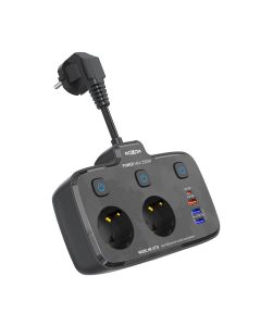 MOXOM Produžni adapter MX-ST18, 6 u 1, crna