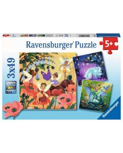 Ravensburger puzzle - Jednorog, zmaj I vila - 3x49 delova - RA05181