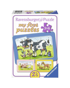 Ravensburger puzzle (slagalice) - Moje prve puzzle, 3 u 1, krava, prase, konj - RA06571