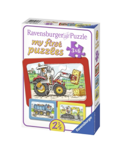 Ravensburger puzzle (slagalice) - Moje prve puzzle, 3 u 1, mašine - RA06573