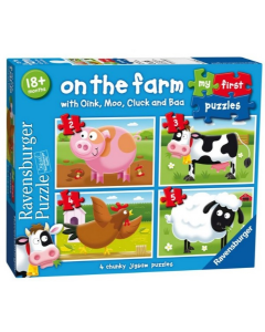 Ravensburger puzzle (slagalice) - Moje prve puzzle, 4 u 1, Farma - RA07302