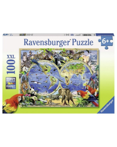 Ravensburger puzzle (slagalice) - Mapa sveta sa životinjama - RA10540