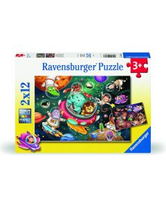 Ravensburger puzzle - Životinje u svemiru - 2x12 delova - RA12000857