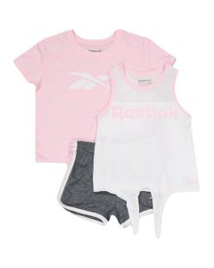 REEBOK set za devojčice šorc i dve majice, roze beli crni - C4596RG4