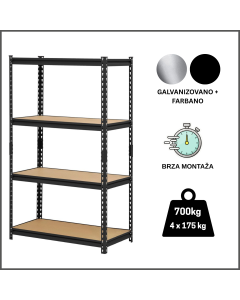 ePRO polica premium 152x70x30, metal-drvo, 700kg (4x175kg)