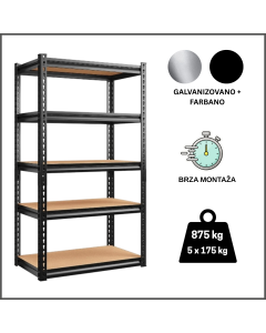 ePRO polica premium 183x100x40, metal-drvo, 875kg (5x175kg)