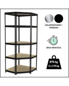ePRO polica ugaona premium 183x70x30, metal-drvo, 875kg (5x175kg)