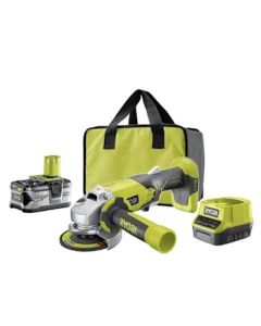RYOBI Akumulatorska ugaona brusilica 115mm, set sa punjačem i baterijom 4Ah R18AG-140S - R18AG-140S