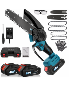 AKU mala testera za drva u koferu, sa dve baterije, rukavicama i zaštitnim naočarima 48v