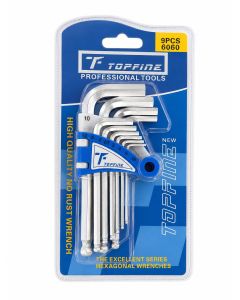 TOPFINE Set imbus ključeva sa kugličastim vrhom 1,5–10 mm (9 kom.)