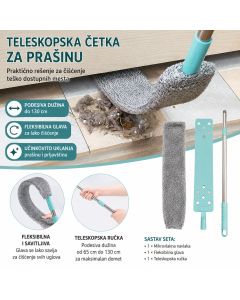 Teleskopska četka za prašinu sa mikrofiber navlakom – Fleksibilni čistač