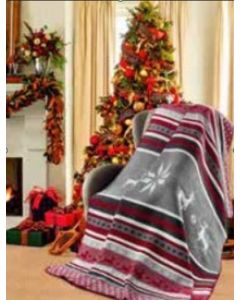 DEKOR DOM Ćebe ECO BLANKET CHRISTMAS 150x200 - Winter Bordo Grey edk 18403a