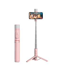 Selfie stick Q12S + tripod pink - 209710
