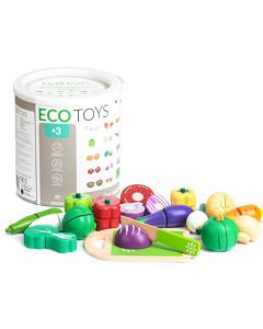 ECO TOYS Drveni set za seckanje Povrće, 20 delova - TL87113