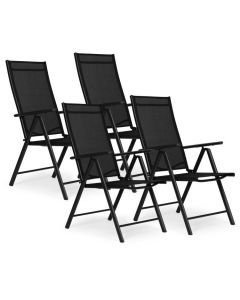 MULTIGARDEN Set od 4 sklopive baštenske stolice sa podesivim naslonom, black,