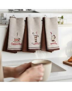 Set 6 kuhinjskih krpa Wafle, capuchino