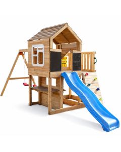 Velika dečija drvena kućica za igru KINDER HOME za dvorište sa toboganom