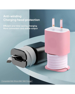 Silikonski organizator kablova za punjače roze - 613074