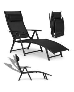 MULTIGARDEN Sklopiva baštenska ležaljka sa podesivim naslonom, crna - ZRL020 BLACK