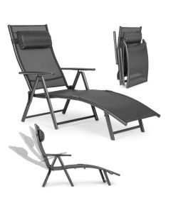 MULTIGARDEN Sklopiva baštenska ležaljka sa podesivim naslonom, siva - ZRL020 GRAY