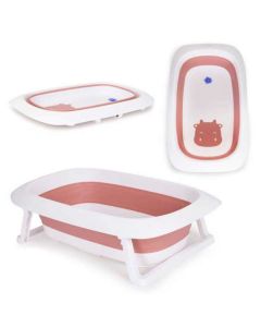 ECO TOYS Sklopiva kadica za kupanje bebe sa odvodom Cow, roze - HA-B31 PINK