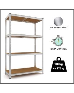 ePRO polica standard 150x70x30, metal-drvo, 700kg (4x175kg)