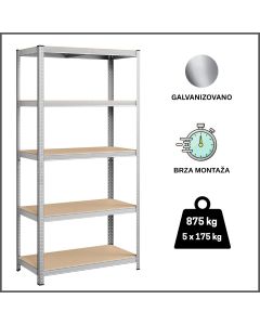 ePRO polica standard 180x90x40, metal-drvo, 875kg (5x175kg)