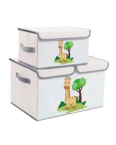 KINDER HOME Dve preklopne kutije za odlaganje sa poklopcem i ručkama bele - SN04