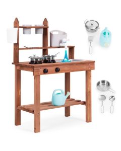 ECO TOYS Spoljna drvena kuhinja sa dodacima za igru u pesku i blatu 05 - ecotoys