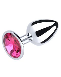 Srednji metalni analni dildo sa rozim dijamantom - ft001025