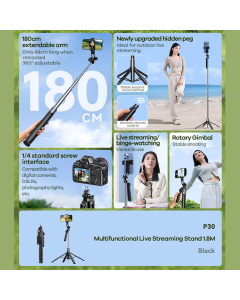 Stativ Tripod Wireless + Selfie Stick REMAX P30 1.8m crni