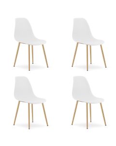 OSKAR Stolice wat bele, nogare imitacija drveta, set od 4 komada