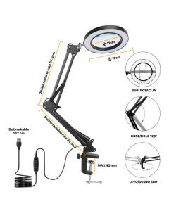 Stona LED lampa sa lupom HQ crna - 607346